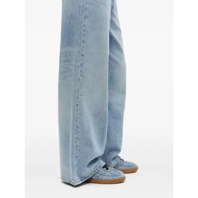 Ganni 08 Denim Raw Edge Sneakers In Blue Cotton In Blue