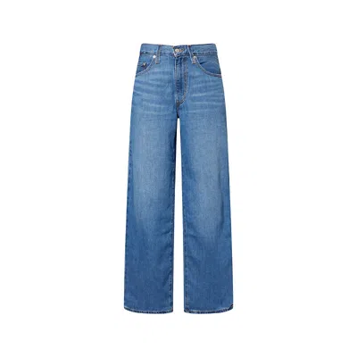 Levi's Womens Heavy Check Baggy Dad Straight-leg Denim And Linen Jeans In Blue