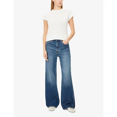 Levi's Womens Heavy Check Baggy Dad Straight-leg Denim And Linen Jeans In Blue