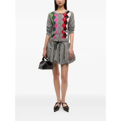 Ganni Argyle-pattern Logo-embroidered Cardigan In Multi