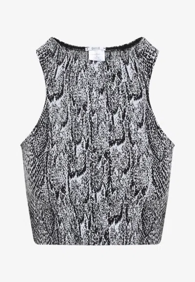 Wolford Seamless Python-print Crop Top In Gray