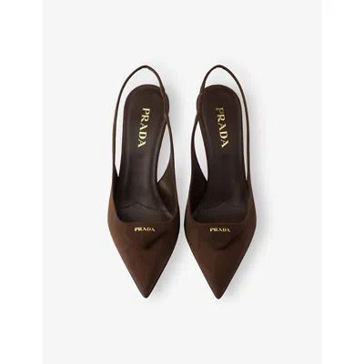 Prada Suede Pointed Toe Stiletto Heel Pumps In Brown