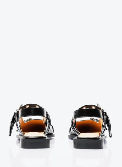 Ganni 'cocco' Black Leather Ballet Flats In Black