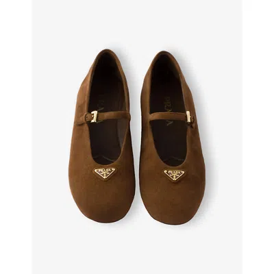Prada Women Suede Ballerinas In Brown