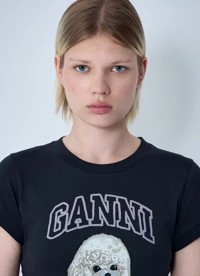 Ganni T-shirt In Cotone Ardesia   Donna In Gray