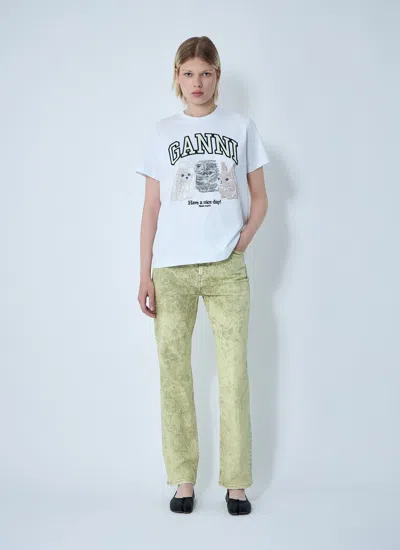 Ganni Basic Cotton Jersey Animals Relaxed T-shirt In Blue