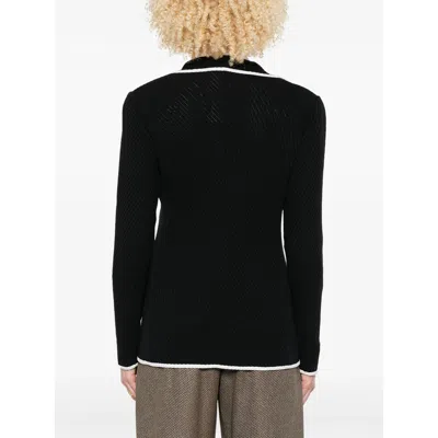 Giorgio Armani Silk Pointelle Knit Single-breasted Jacket In Black