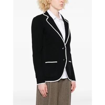 Giorgio Armani Silk Pointelle Knit Single-breasted Jacket In Black