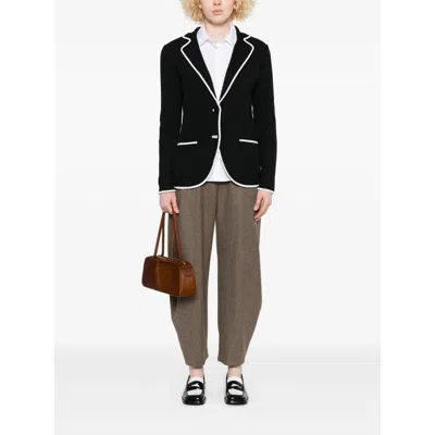 Giorgio Armani Silk Pointelle Knit Single-breasted Jacket In Black