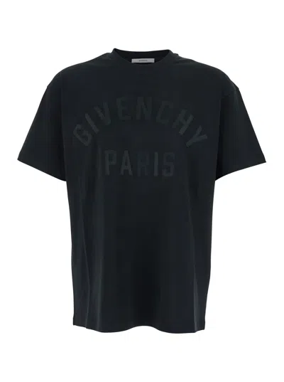 Givenchy Black T-shirt With Maxi Logo On The Front In Cotton Man