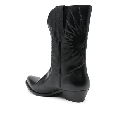 Golden Goose Wish Star Pointed Toe Western Boot In Black