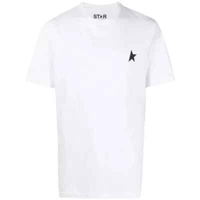 Golden Goose White T-shirt With Round Neck And One Star Logo Print On The Front In Cotton Man