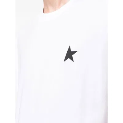 Golden Goose White T-shirt With Round Neck And One Star Logo Print On The Front In Cotton Man