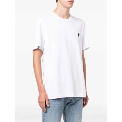 Golden Goose White T-shirt With Round Neck And One Star Logo Print On The Front In Cotton Man