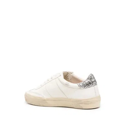 Golden Goose Soul Star Distressed Leather Sneakers With Glittered Heel Tab Shoes In White