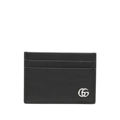 Gucci Card Holder With Money Clip Gg Marmont Black Men