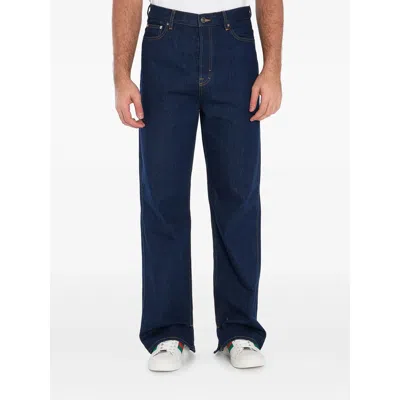 Gucci Mens Dark Blue Brand-embossed Mid-rise Straight-leg Jeans