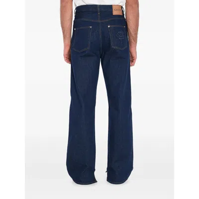 Gucci Mens Dark Blue Brand-embossed Mid-rise Straight-leg Jeans