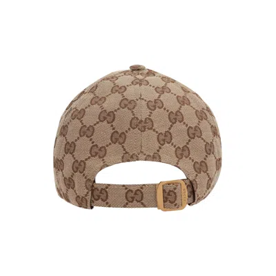 Gucci Men Beige And Ebony Baseball Cap With Web Detail In Gg Supreme Canvas Man In Green