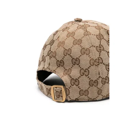 Gucci Men Beige And Ebony Baseball Cap With Web Detail In Gg Supreme Canvas Man In Green
