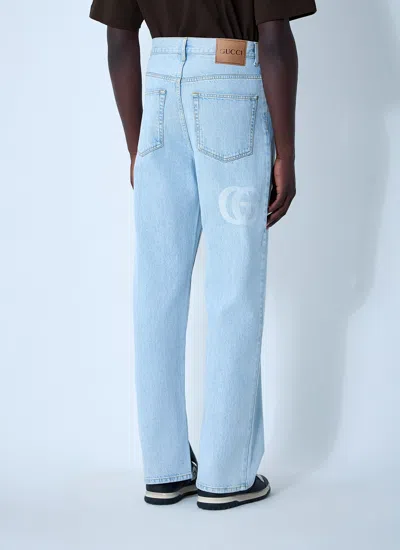 Gucci Button Fly Jeans In Blue