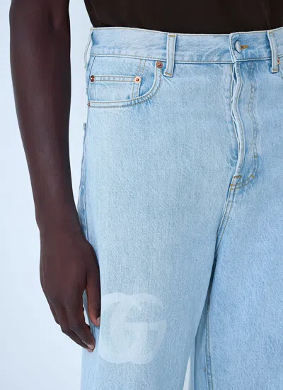 Gucci Button Fly Jeans In Blue