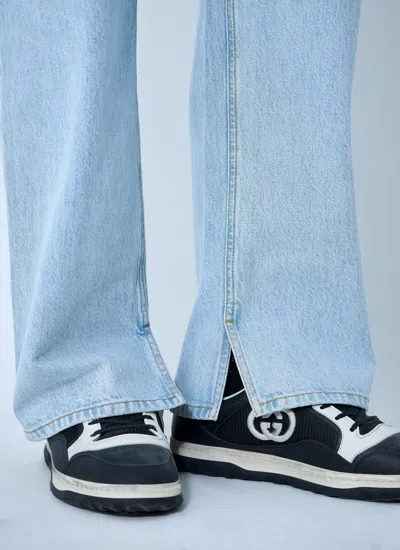 Gucci Button Fly Jeans In Blue