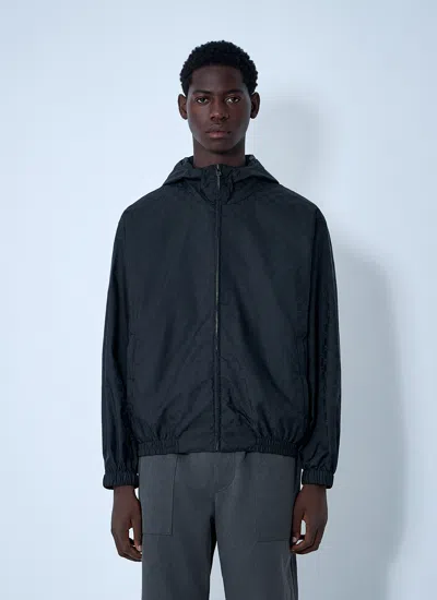 Gucci Men Gg Jacquard Nylon Zip-up Jacket In Black