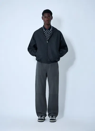 Gucci Men Gg Jacquard Nylon Zip-up Jacket In Black