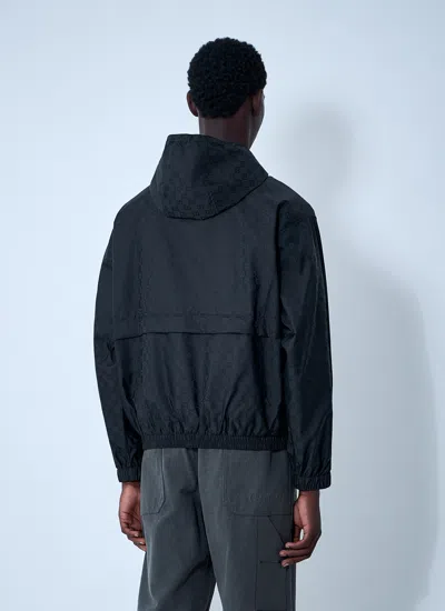 Gucci Men Gg Jacquard Nylon Zip-up Jacket In Black