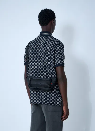 Gucci Large Messenger Bag Embossed Pattern In Black