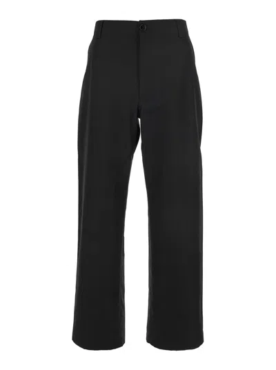 Gucci Men Cotton Twill Trousers With Web Detail In Black