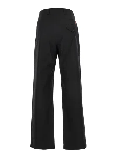 Gucci Men Cotton Twill Trousers With Web Detail In Black