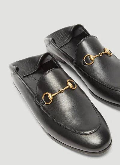 Gucci Women Black Calf Leather Moc Stitching Signature Horsebit Detail Almond Toe Slip-on Style Bran