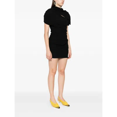 Jacquemus Womens Black Castagna Padded-shoulder Woven Mini Dress
