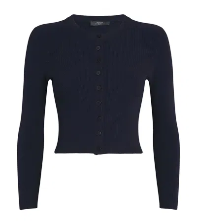 Weekend Max Mara Rib-knit Cropped Cardigan In Blue