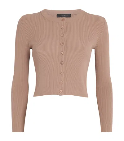 Weekend Max Mara Magiaro Cropped Rib Knit Cardigan In Brown
