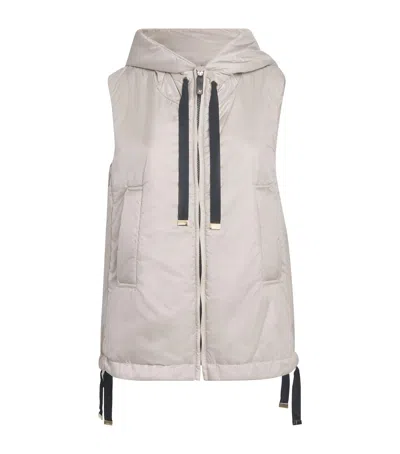 Max Mara Flared Sleeveless Water-repellent Canvas Hooded Gilet In Neutral