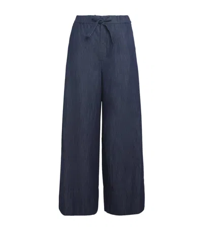 Max Mara Drawstring-detail Wide-leg Jeans In Blue