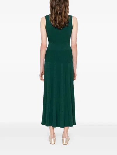 Sandro Womens Polo-collar Button-down Stretch-knit Midi Dress Dark Green