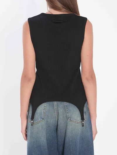 Jean Paul Gaultier Ribbed Cotton Lingerie Garter Top In Black