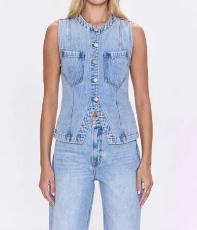 Pistola Gia Fitted Collarless Vest In Gaze In Blue