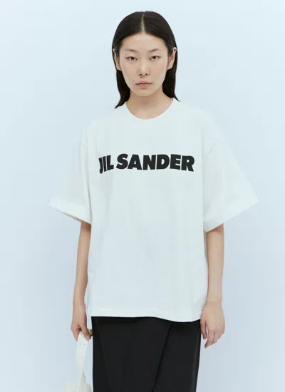 Jil Sander Women Ivory Cotton Oversize T-shirt In Multi