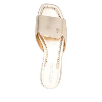 Jimmy Choo Dina Metallic Leather Slides In Gold