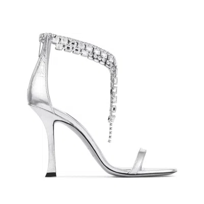 Jimmy Choo 100mm Verity Sandals In Silver