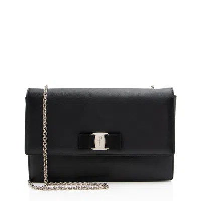 Ferragamo Leather Ginny Small Shoulder Bag In Black