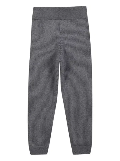 Chloé Ribbed-knit Trousers In Gray