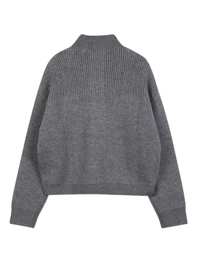 Chloé Buttoned-collar Sweater In Gray