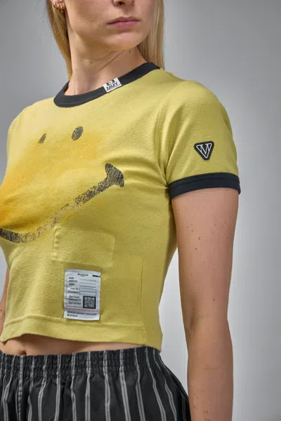 Miharayasuhiro Smily Face Printed Mini Tee In Yellow