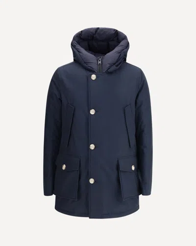 Woolrich Artic Hooded Button-fastening Parka In Blue